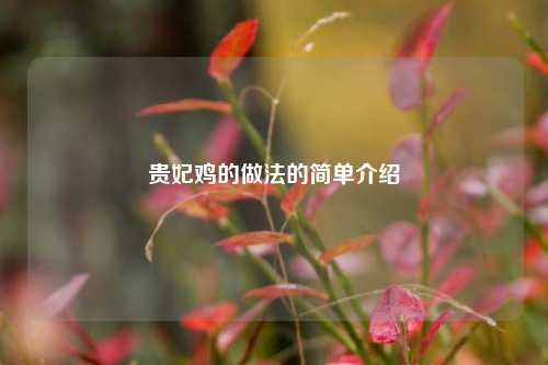 贵妃鸡的做法的简单介绍